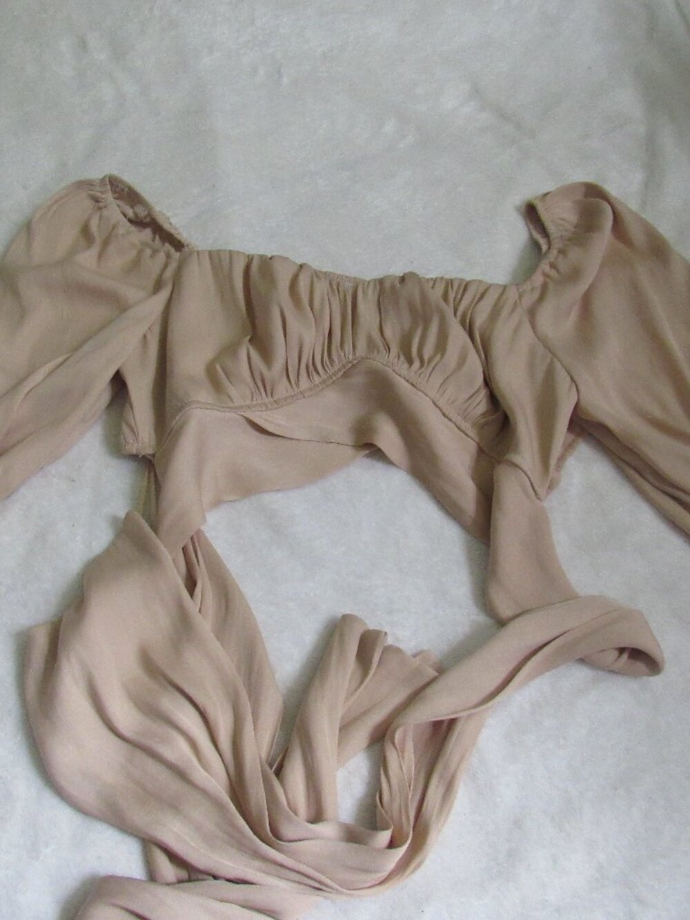 O.Vianca Long Sleeve Wrap Crop Top Size Medium NWT